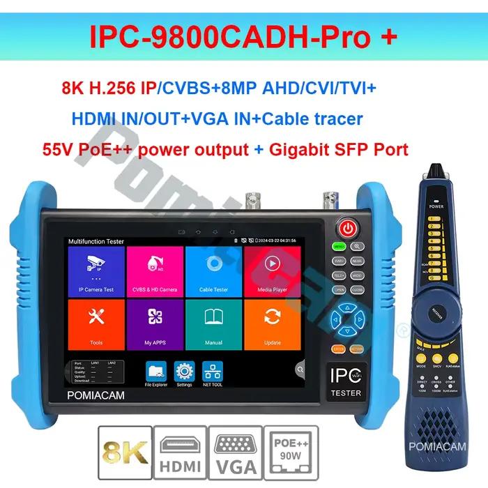 Testeur de caméra IP tactile IPS de 7 pouces, testeur de vidéosurveillance 8K IP H.265/8MP AHD TVI C