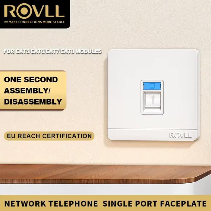 Plaque murale ROVLL RJ45 RJ11 1/2 ports pour connecteur Keystone CAT6 CAT5e CAT5 Ethernet (prise non