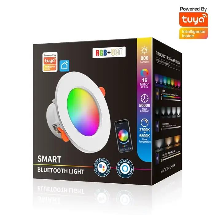 TUYA LED Downlight Dimmable AC85-265V 10W 15W Intelligent Graffiti contrôle voix APP RGB CW couleur