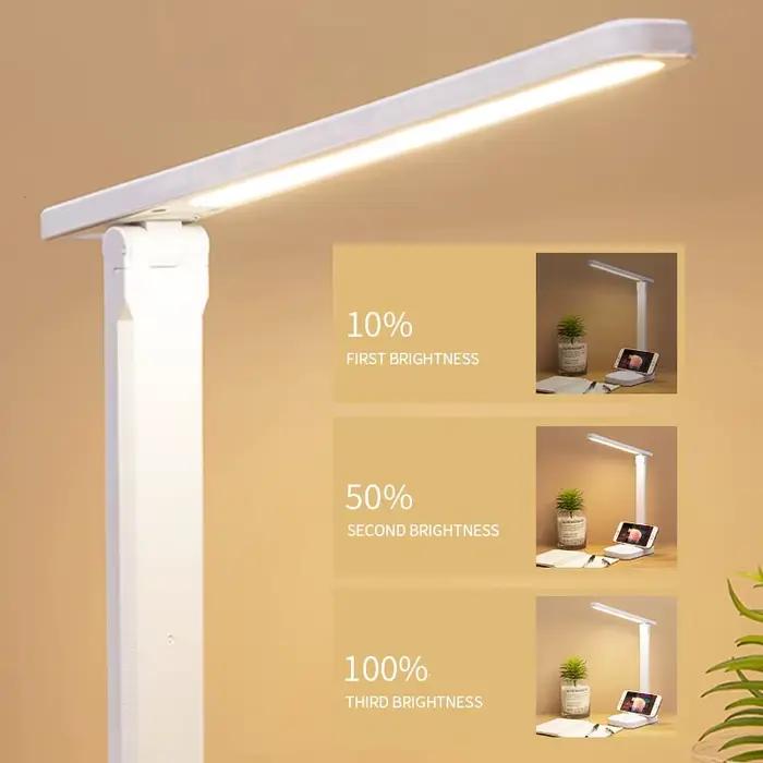 Lampe de Table LED 6000mAh, rechargeable par USB/prise continue, lampe de bureau à intensité variabl