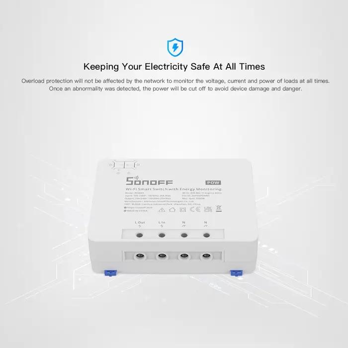 SONOFF-Commutateur intelligent POW R3, mesure de puissance 25A, WiFi, protection contre les surcharg