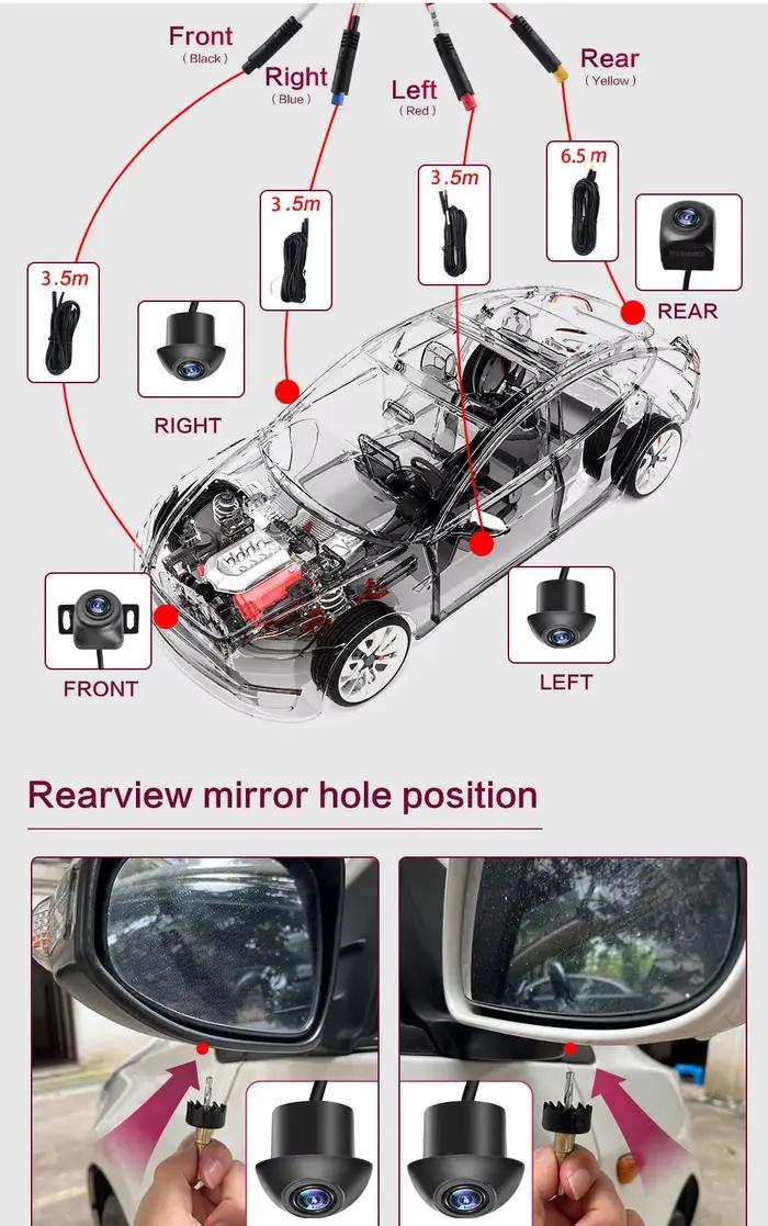 Caméra panoramique système de vue d'oiseau de voiture 4 caméras arrière/avant/gauche/droite caméra 3
