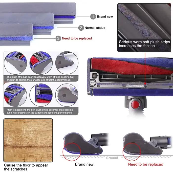Bande de remplacement en peluche douce pour aspirateur Dyson V6V7V8V10V11V12V15 DC58 DC59 DC62 DC72