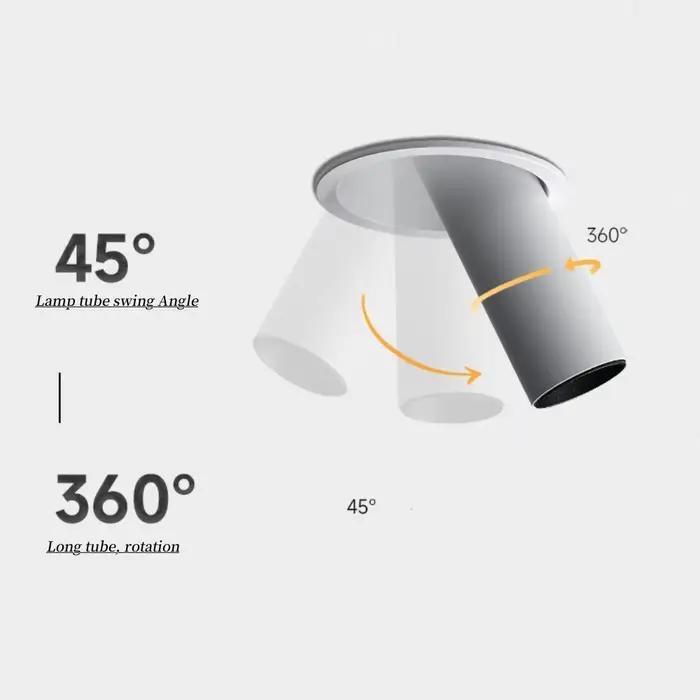 Spot lumineux LED encastrable Long 10W12W 15W Dimmable Anti-éblouissement 360 ° Rotation COB puce