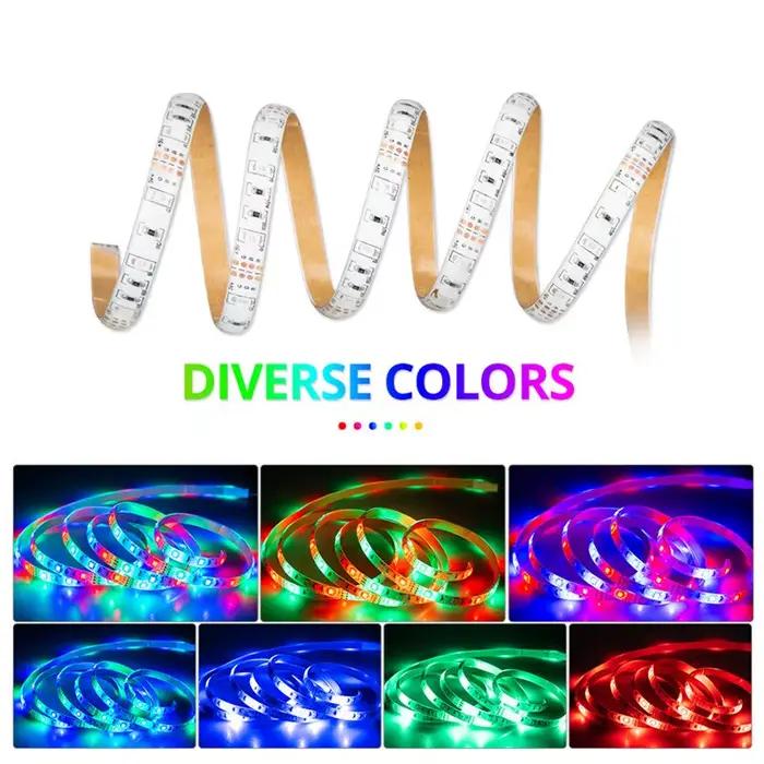 Bande lumineuse RGB LED USB, SMD 2835, 5V, flexible, 3m, ruban de lumière intelligent, Bluetooth, po