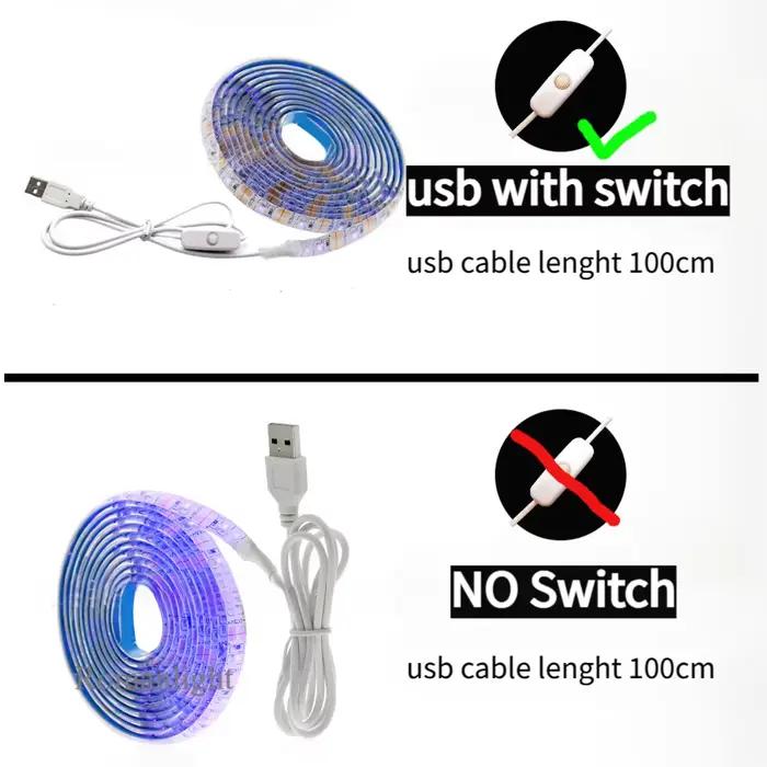 Bande lumineuse LED 5V USB avec interrupteur Décoration Bande étanche pour maison Rétro-éclairage 1M