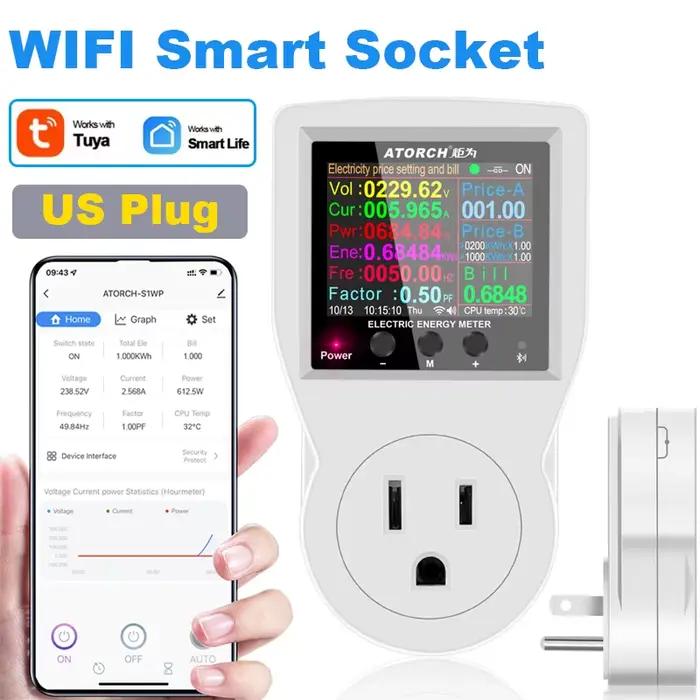 16A Tuya WIFI prise intelligente AC220V 110V wattmètre numérique prise ue consommation d'électricité