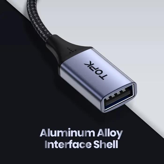 TOPK USB C à USB A Dapter OTG Câble Type C Mâle à USB 3.0 2.0 Femelle Câble pour MacBook Pro Samsung