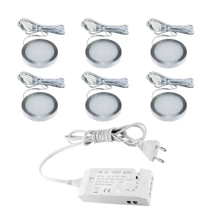 1-6 pièces LED armoire lumière 2W avec adaptateur secteur ue US éclairage intérieur pour sous armoir