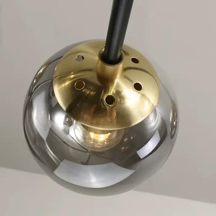 Lustre boule de verre moderne nordique Led boule ronde pendentif lumières intérieur noir rétro Vinta
