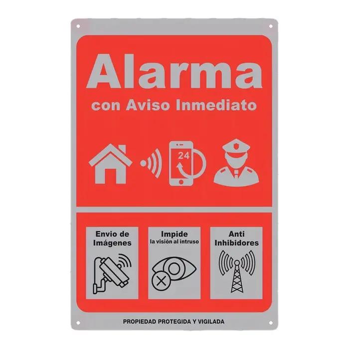 Panneau d'alarme d'alerte instantanée-décor murale en fer, rouge avec icônes blanches, Vision Anti-I