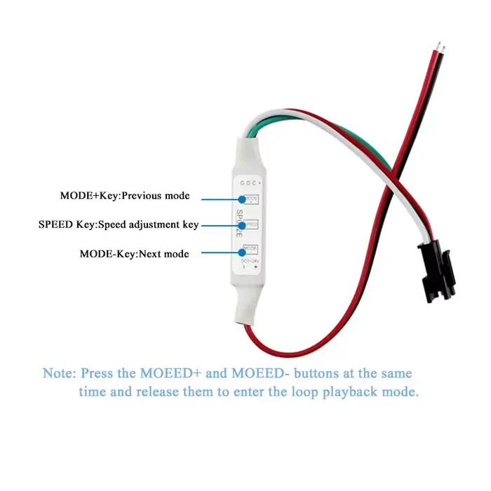 SP002E LED RGB contrôleur 600 Pixels variateur 3 touches DC5-24V USB 5V pour WS2811 WS2812B adressab