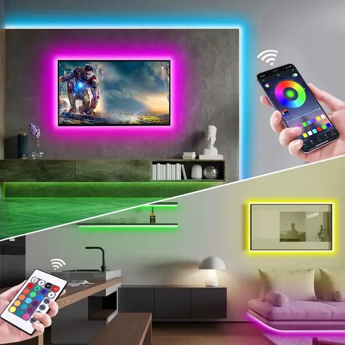 Bande Néon LED RGB USB DC5V, 1/2/3/4/5m, Étanche IP65, Application Bluetooth et Télécommande pour Éc
