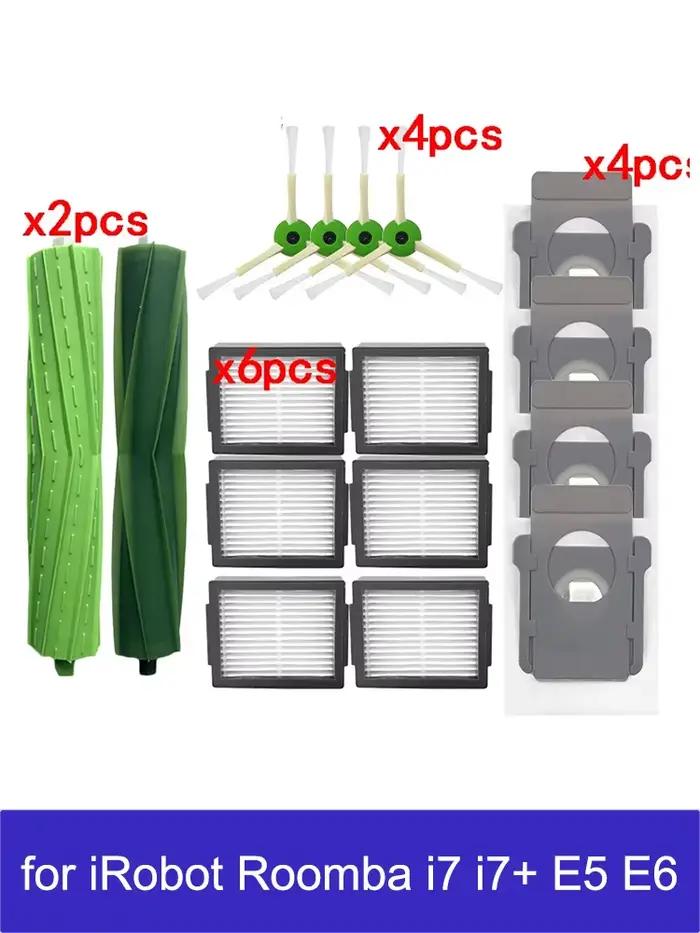 Filtre Hepa brosse latérale pour iRobot Roomba I7 I7 + I6 I8 I3 E5 E7 E & I série aspirateur sac à p