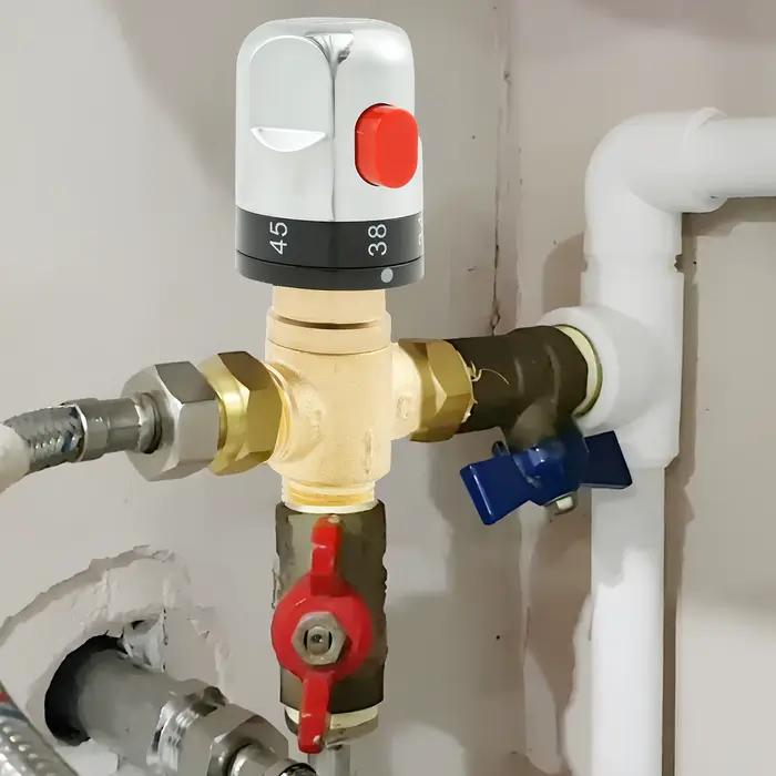 Vanne de mélange thermostatique en laiton, vanne de température d'eau réglable, Thermostat de tube,
