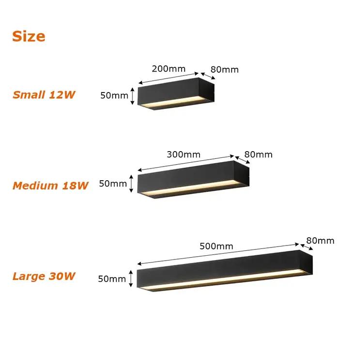 12W 18W 30W mur LED lampe extérieure bande étanche appliques murales porche signe éclairage cour jar