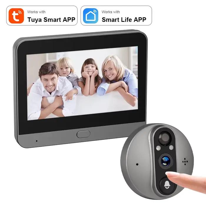 3MP Tuya Smart Peephole avec caméra infrarouge, interphone vidéo, caméras de porte, sécurité à domic