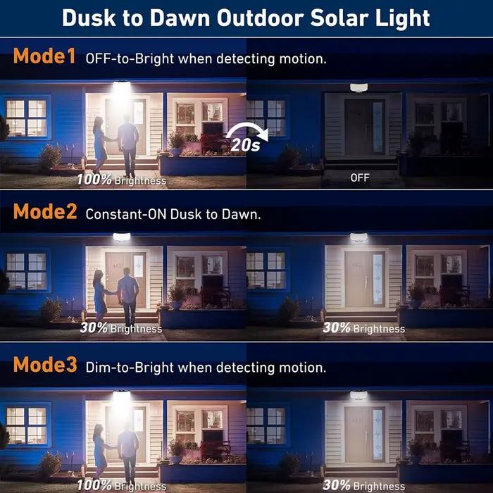 Lampes solaires d'extérieur avec détecteur de mouvement, projecteurs à distance, sécurité étanche IP