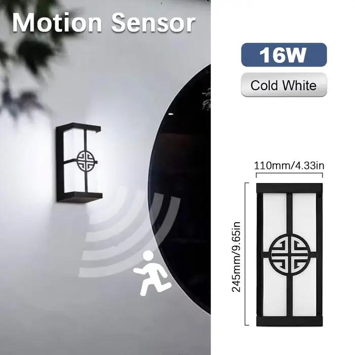 Capteur de mouvement mur LED lumière 16W intérieur et extérieur étanche IP66 porche applique maison