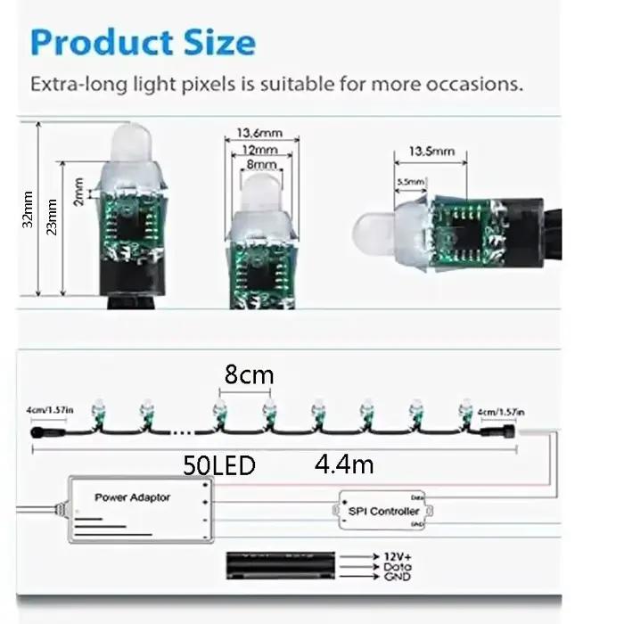50pcs 12MM WS2811 Led chaîne lumière Module de Pixel intelligent DC 12v IP68 étanche WS2811IC numéri