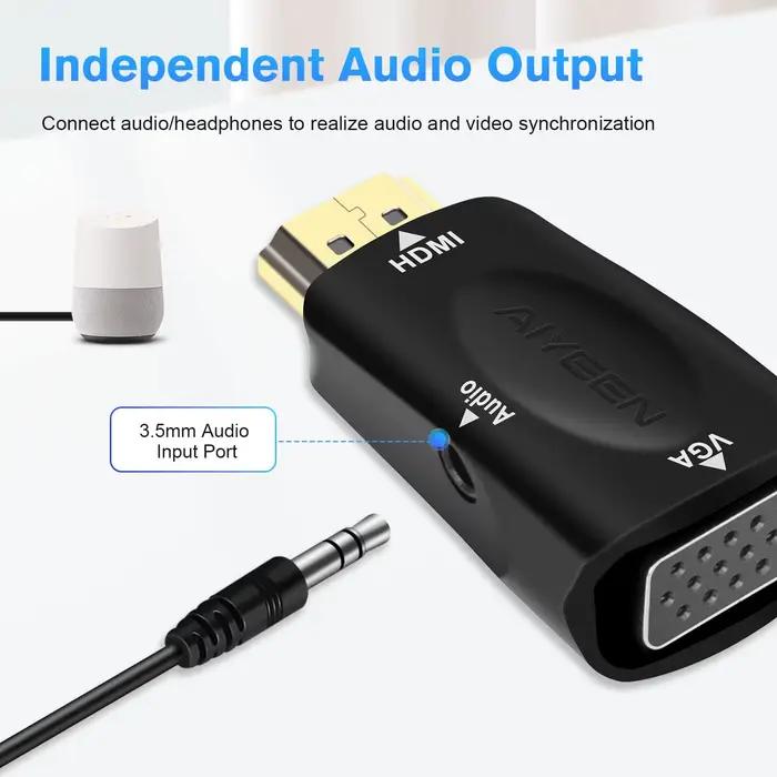 Convertisseur VGA compatible HDMI 1080P avec câble audio jack 3