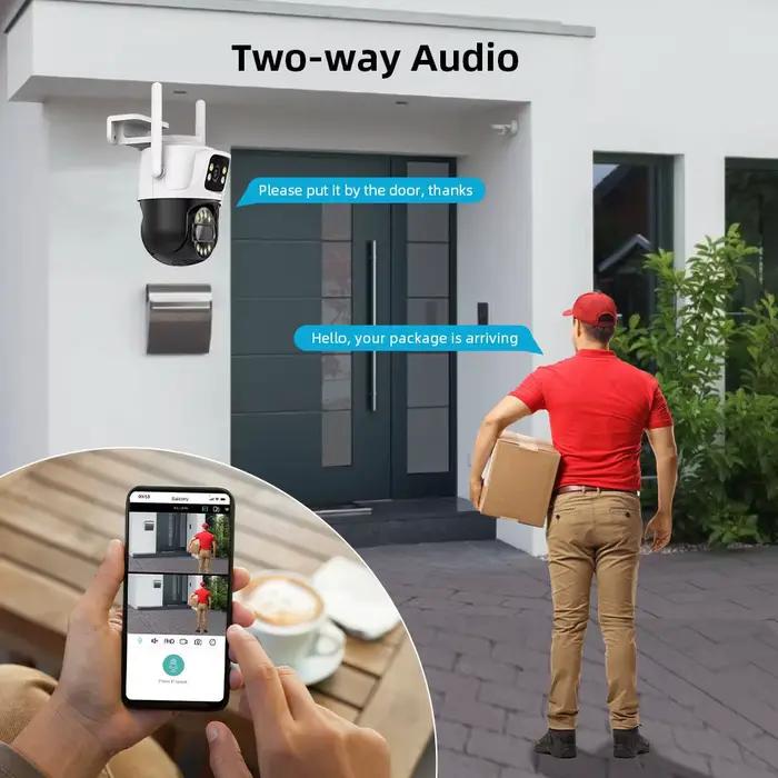 Uzoom 12MP 6K WiFi caméra avec 8X Zoom 3 objectif double écran détection humaine suivi automatique CCTV pour la Surveillance de sécurité extérieure