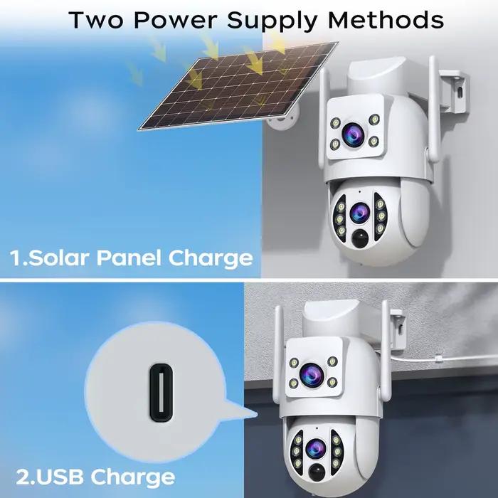 JOOAN 4K caméra de sécurité solaire sans fil extérieure double objectif