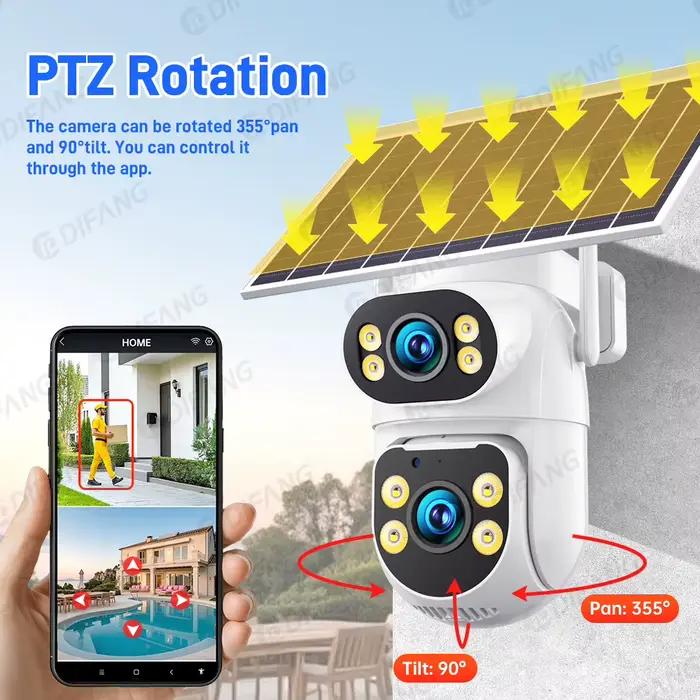 Caméra solaire Yoosee AOV 4G extérieure 8MP 3 objectifs 3 écrans Détection humaine PIR Caméras étanches Vision nocturne Protection de sécurité CCTV