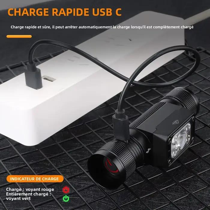BORUiT HP340/HP350 LED lampe frontale puissante type-c rechargeable phare étanche Camping pêche tête torche lanterne