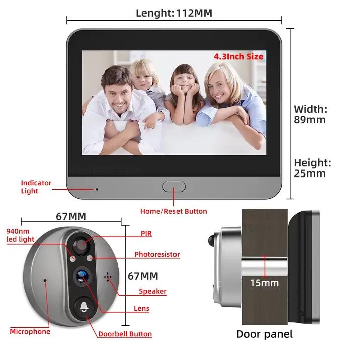 3MP Tuya Smart Peephole avec caméra infrarouge