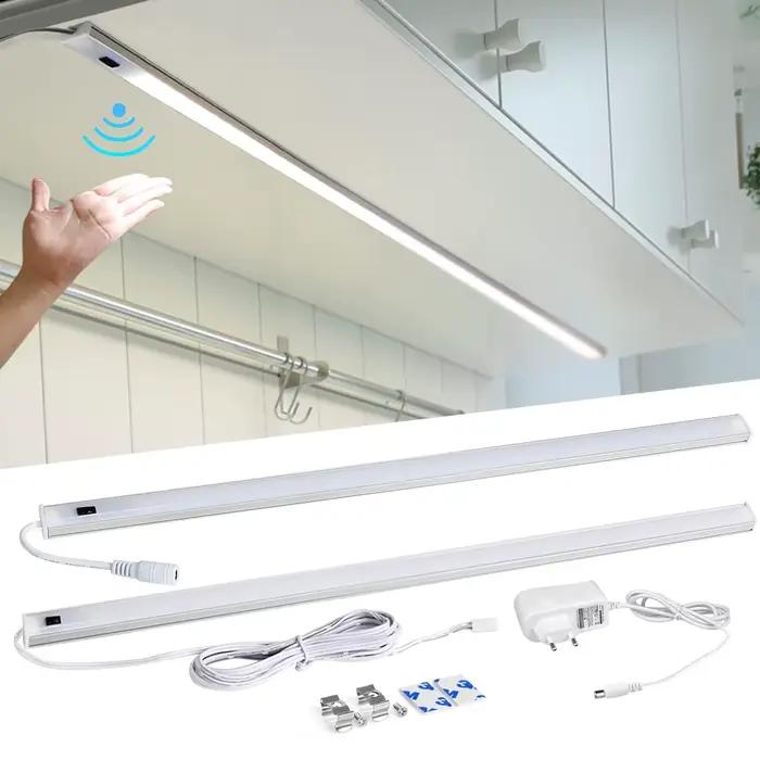 Lumière LED sous-meuble lumières pour cuisine interrupteur de balayage manuel PIR capteur de mouvement placard garde-robe lampe 30/40/50 cm LED veilleuse