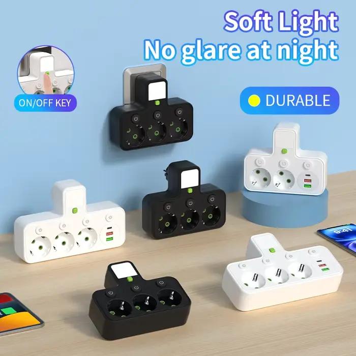Multiprise murale avec prise EU, 3 prises AC, 2 USB et 1 Type-C