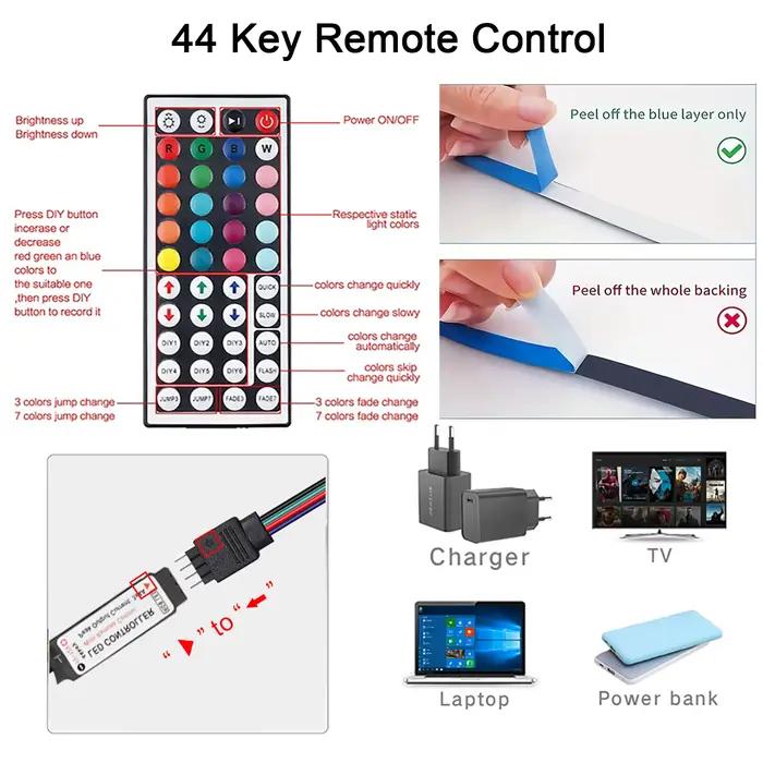 Bande lumineuse Led avec télécommande à 44 touches