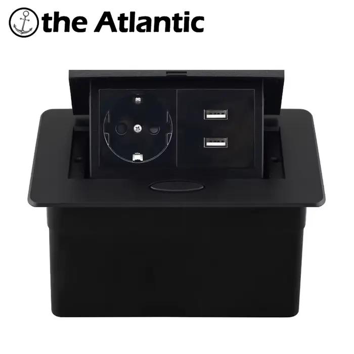 Prise de table pop-up avec prise USB Type C couverte en aluminium pour bureau moderne usage général et voyage occasionnelle recharge rapide et sécurité