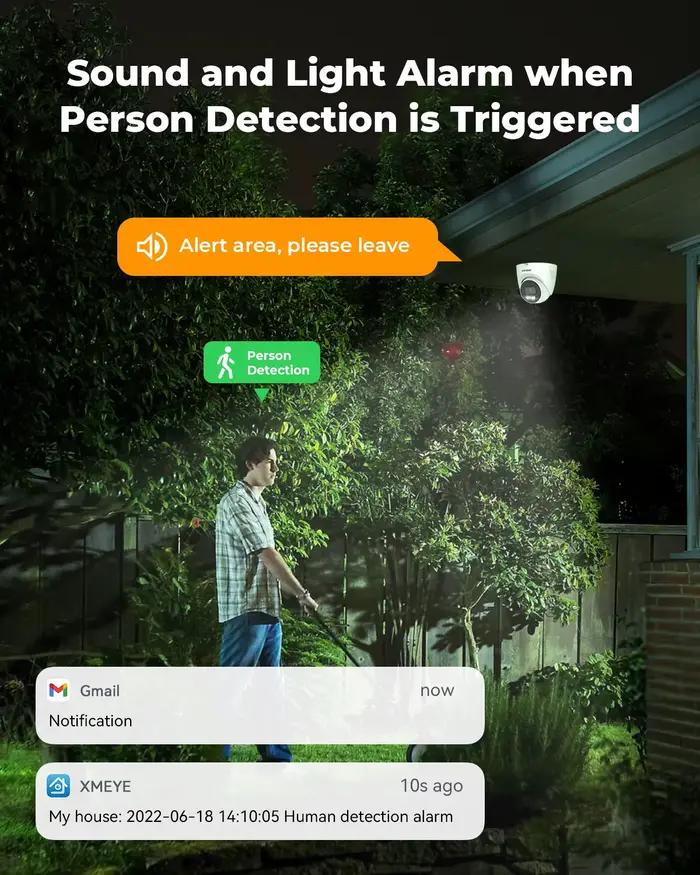 H.View-Caméra de surveillance étanche IP Poe Ai 5MP