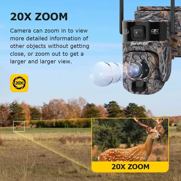 SHIWOJIA 12MP 50X ZOOM optique 4G caméra solaire