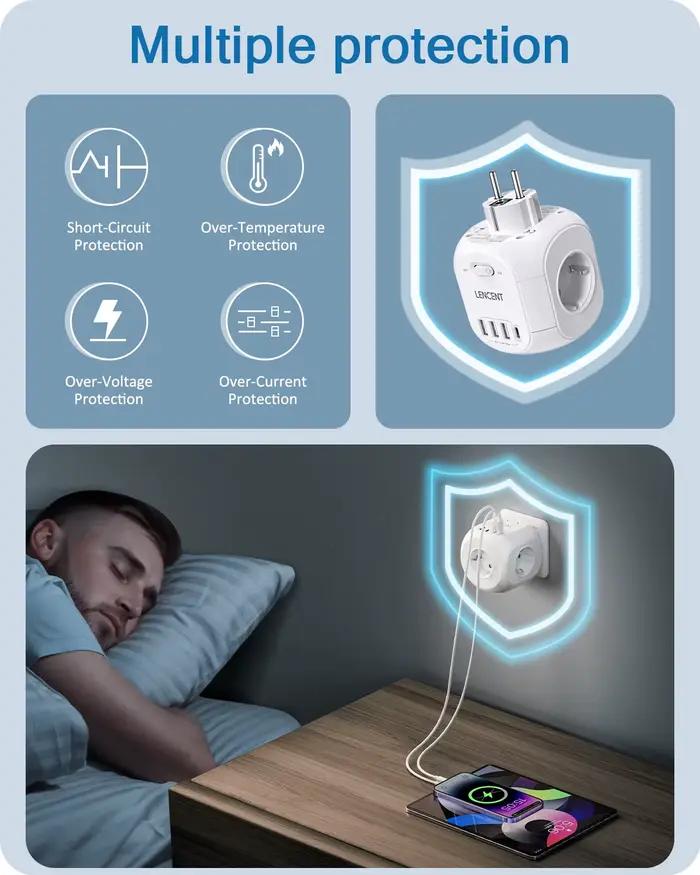 LENCENT prises USB dés sans prise de câble adaptateur