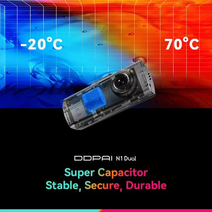 DDPAI Dash Cam N1 double enregistrement avant et arrière NightVIS 1296P