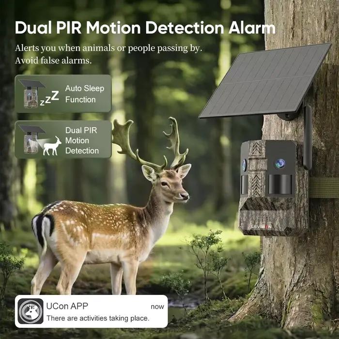 LS VISION 20MP 180 ° Caméra de chasse solaire 4G à double objectif