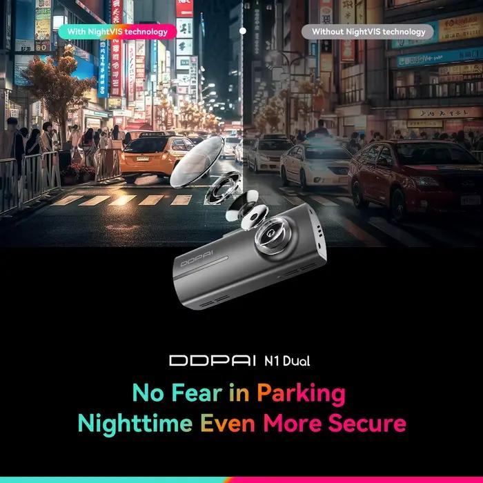 DDPAI Dash Cam N1 double enregistrement avant et arrière NightVIS 1296P