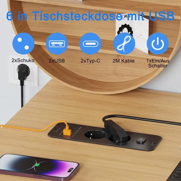 Multiprise de bureau intégrée avec USB et Type-C pour un espace de travail organisé et sécurisé à offrir pour bureau personnel ou professionnel