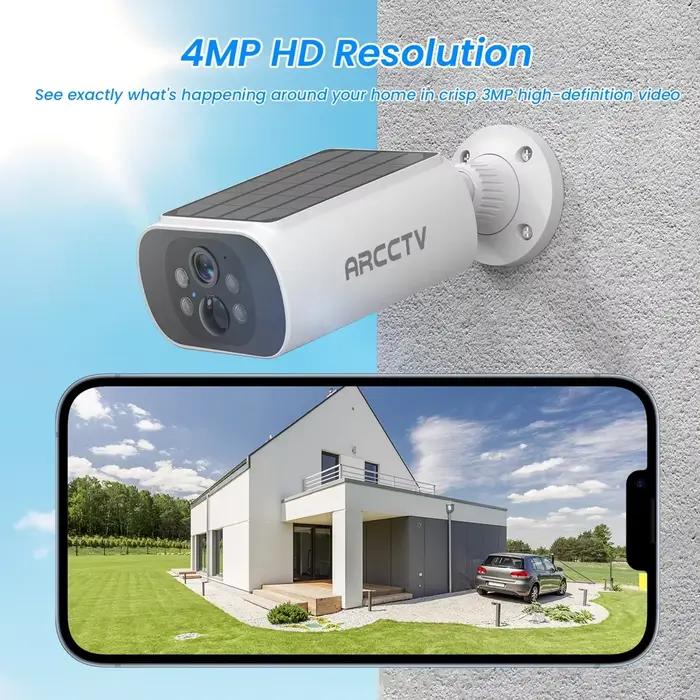 ARCCTV 2K caméra solaire sans fil Surveillance extérieure batterie intégrée