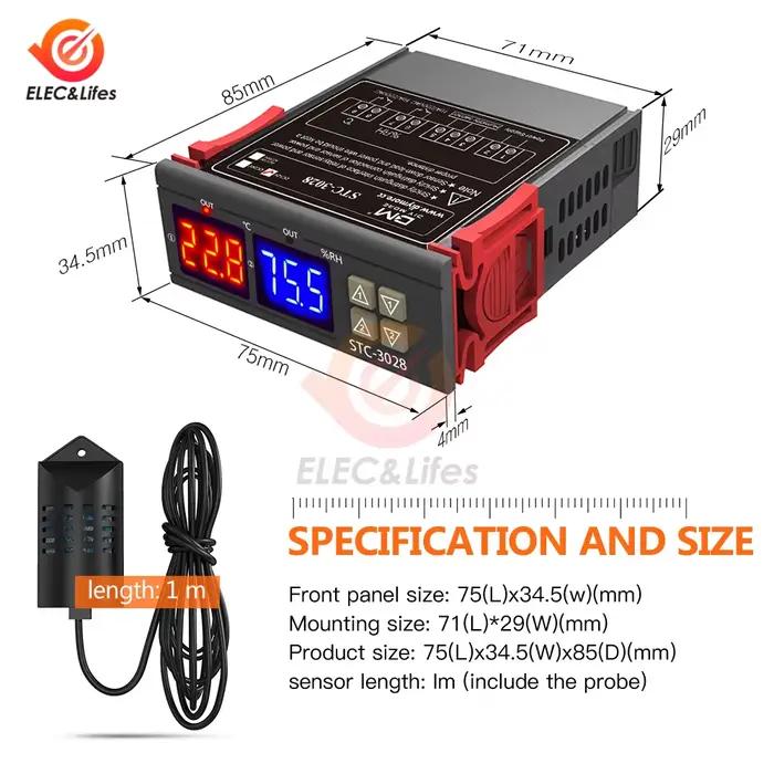 Numérique Contrôleur d'humidité STC-3028 12V 24V 220V 10A citations Accueil Thermorégulateur Hygromètre pour incubateur