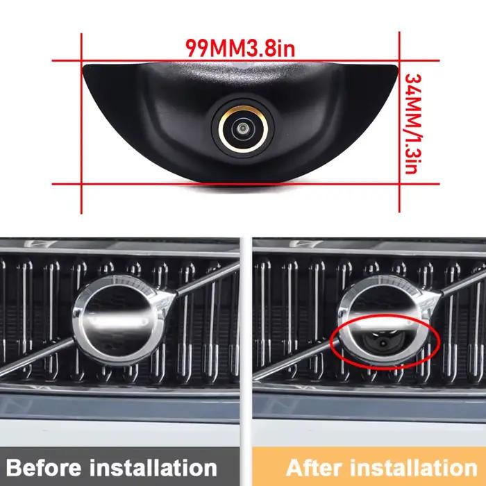 Caméra de vision avant HD Fisheye doré pour Volvo S60 V60 V40 S90 V90 S80 XC60 XC90 XC70 XC40 XC90 C30 V50 V70 pour conducteurs nocturnes et voyageurs occasionnels
