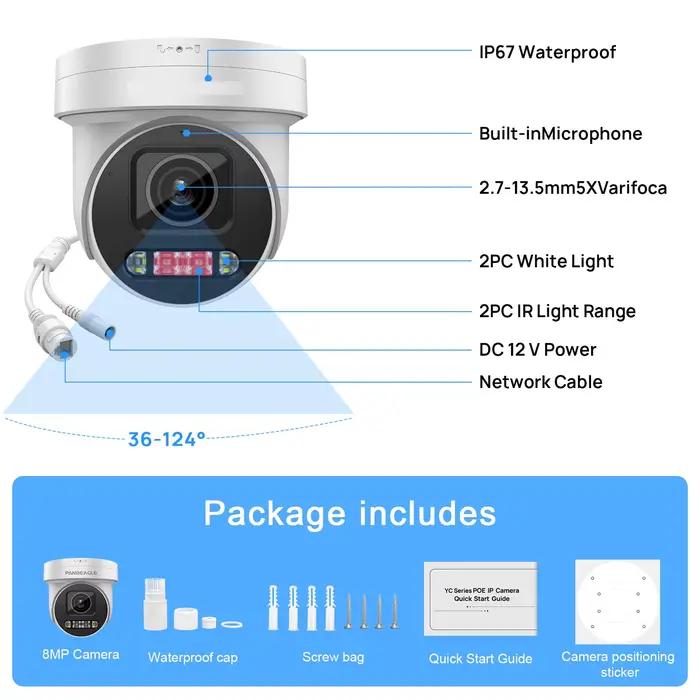 Caméra de sécurité IP Vikylin PTZ avec zoom optique 5X