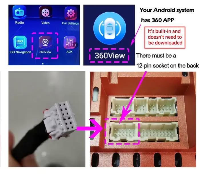 Caméra 360 AHD 1080 720P pour système multimédia Android avec fonction d'image 360 intégrée