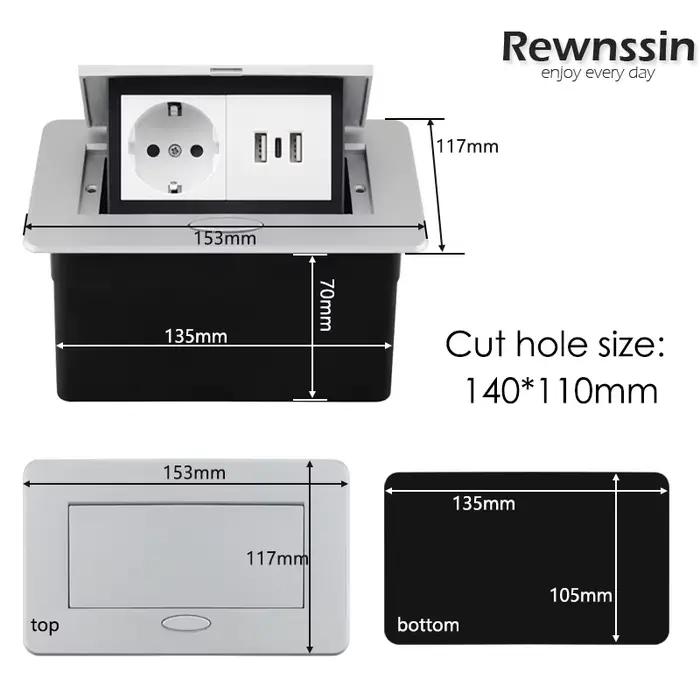 Prise de bureau noire argent blanc avec double Interfaces USB