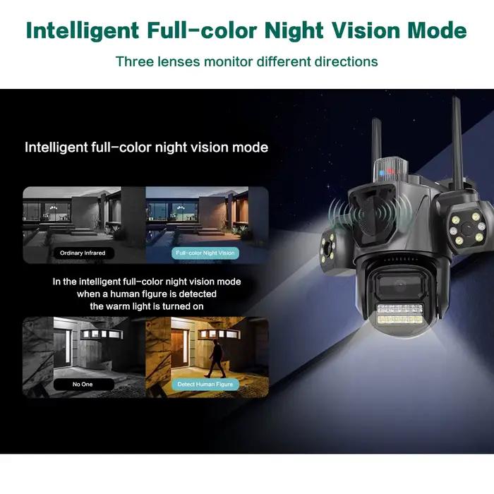 Caméra IP WiFi Uzoom 3 écrans 3 objectifs 6K 12MP