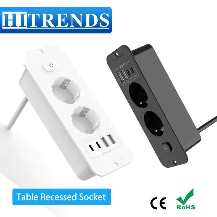 Prise encastrée de Table ue avec 2 USB A 2 Type C PD20W charge rapide