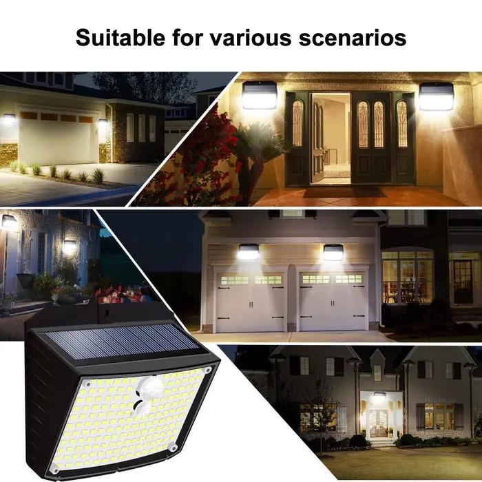 Lampes solaires à détecteur de mouvement 158 LED avec 3 modes d'éclairage